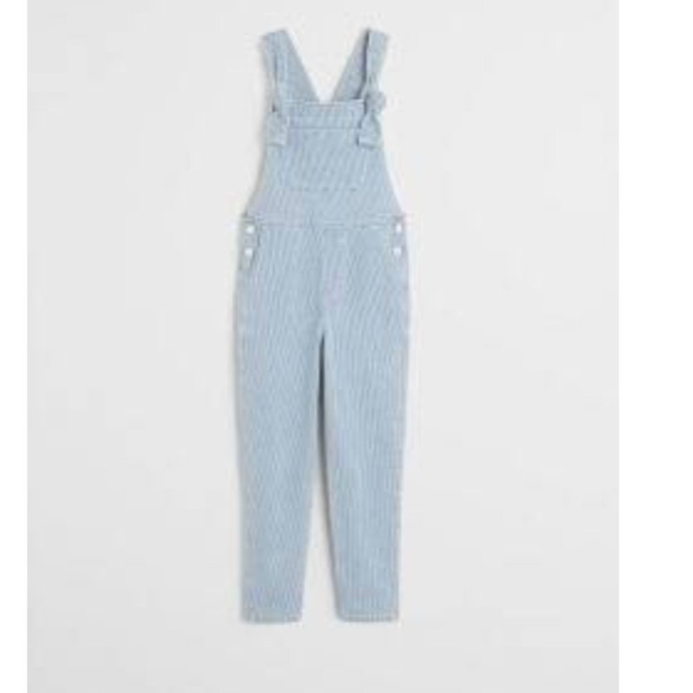 NWOT Mango Stripe Stretch Cotton Overalls/Dungarees, size 7